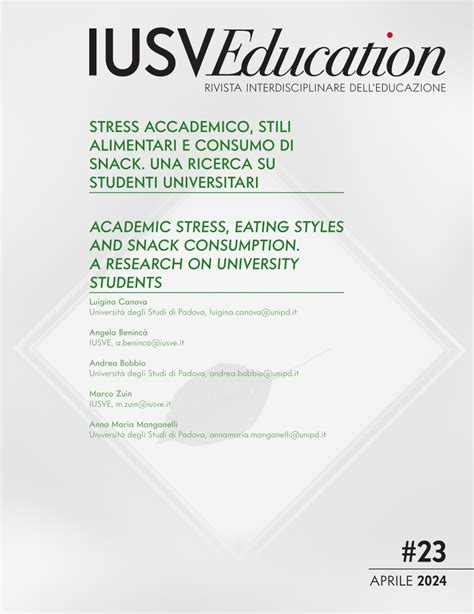 Pdf Stress Accademico Stili Alimentari E Consumo Di Snack Una