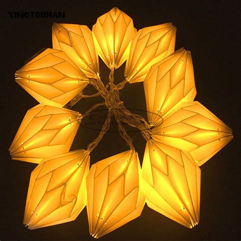 Origami White Paper lantern String Lights 15cm window Party Decoration