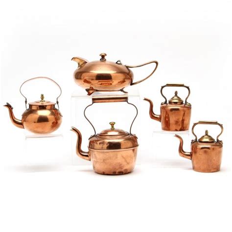 Five Antique Miniature Copper Tea Kettles (Lot 932 - 17th Annual ...