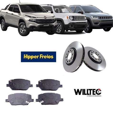 Kit Disco E Pastilha Freio Dianteiro Fiat Toro Jeep Renegade Compass