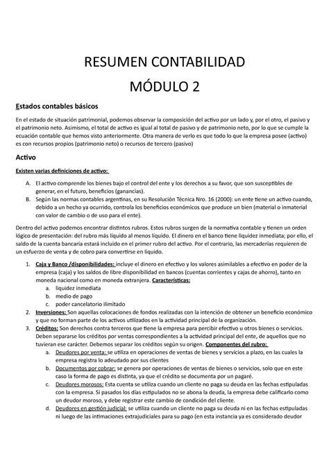 Resumen Contabilidad mód 2 RESUMEN CONTABILIDAD MÓDULO 2 Estados