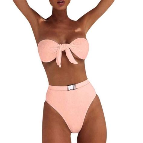 Minetom Femme Deux Pièces Brésilien Bikini Sexy Push Up Beachwear