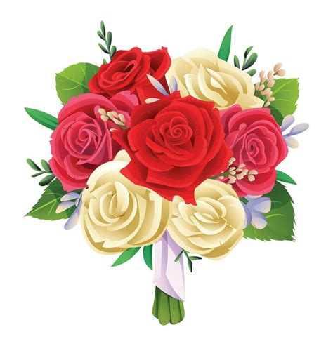 Beautiful red and white roses bouquet isolated on white background ...