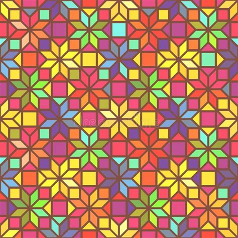 Star Shape Colorful Geometric Stained Glass Seamless Pattern Vector