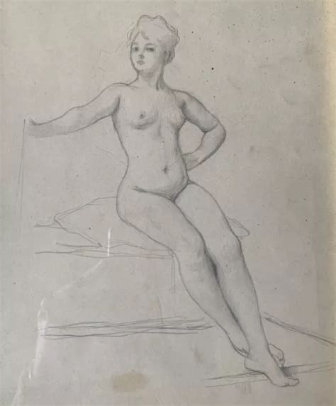 Dessin Ancien Etude De Femme Nue Au Crayon Fin Xixeme Eur