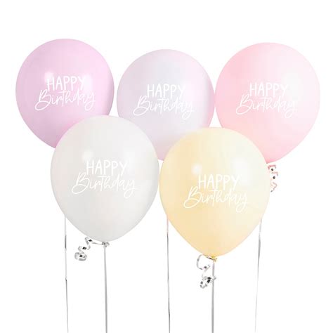 5 Ballons Pastel Happy Birthday