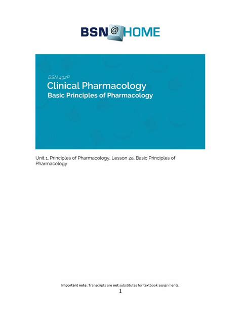 PDF Unit 1 Principles Of Pharmacology Lesson 2a Basic DOKUMEN TIPS