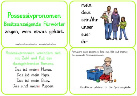 Possessivpronomen Fraumohrsrasselbandes Webseite Lernen Tipps