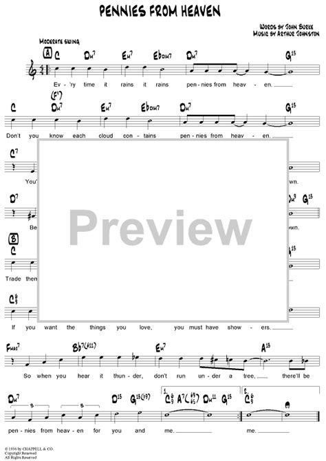 Pennies From Heaven" Sheet Music by Bing Crosby for Lead Sheet - Sheet ...