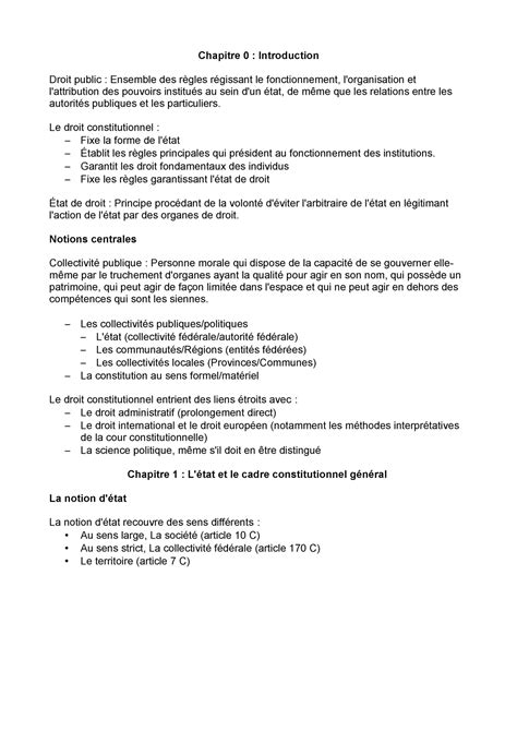 Droit Constitutionnel Synth Se Chapitre Introduction Droit