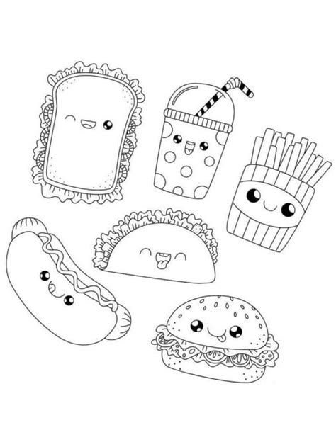 Free Printable Kawaii Food Coloring Pages for Kids