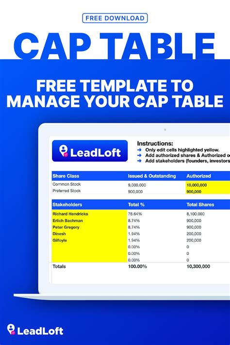 Cap Table Template (Free Download) | LeadLoft