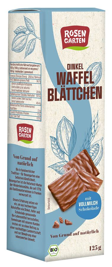 Rosengarten Dinkel Waffelblättchen Vollmilch 125 Kekse Waffeln und