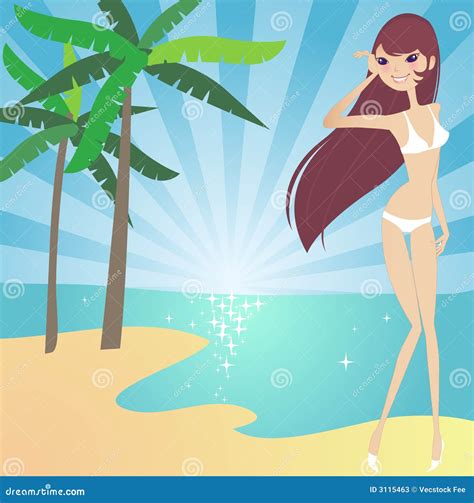 Sunny Day At The Beach Stock Vector Illustration Of Side