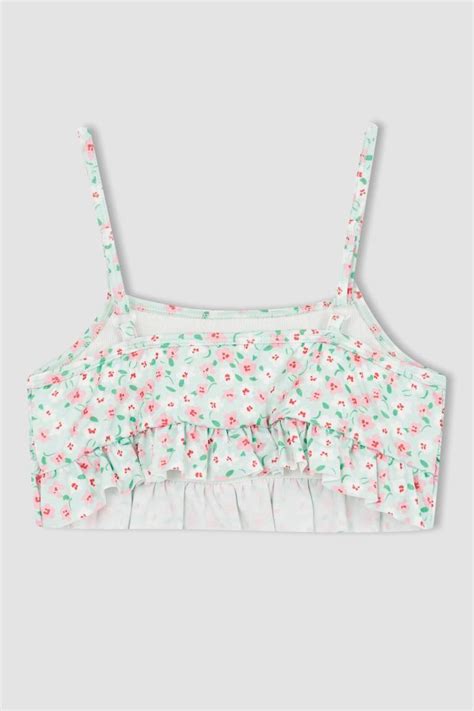 Beyaz K Z Ocuk Gen K Z K Z Ocuk Desenli Esnek Bikini Tak M Defacto