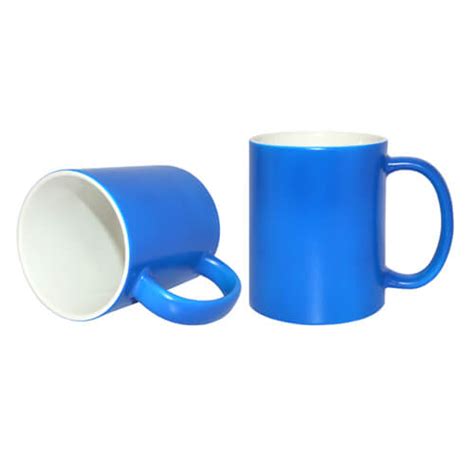 Taza Fluo Color azul mate con caja de transferencia térmica por