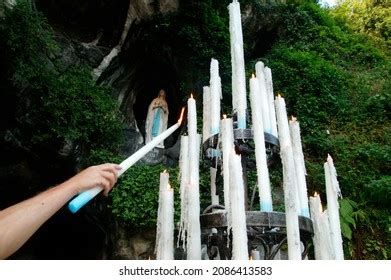 Massabielle Grotto Candles Lourdes Sanctuary France Stock Photo ...