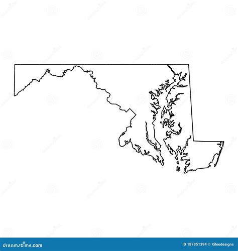 Esquema Del Mapa De Estados De Maryland Md Ilustración del Vector