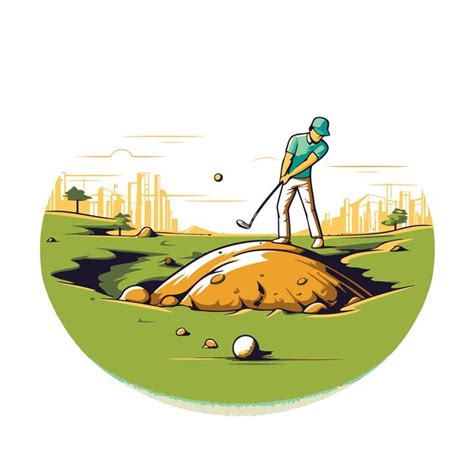 Premium Vector Golfer Hits The Ball On The Golf Course Vector