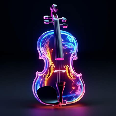 Premium Photo D Rendered Illustration Of A Neon Style Violine