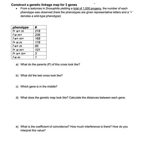 Construct a genetic linkage map for 3 ﻿genesFrom a | Chegg.com