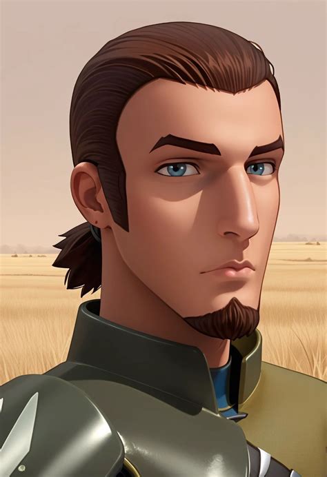 Kanan Jarrus Male Muscular Brunette Hair Cyan Eyes Facial Hair SeaArt AI