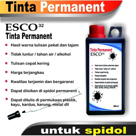 Jual Tinta Spidol Permanen Permanent Esco Hitam 1000 Ml Shopee Indonesia