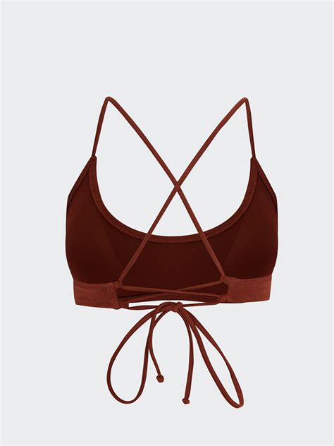 Kahverengi Kadın Dikişli Pedli Düz Bikini Üst S FP Z SWU LCW