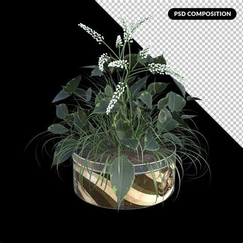 Premium PSD Artificial Plants In Flowerpots Isolated Premium Psd