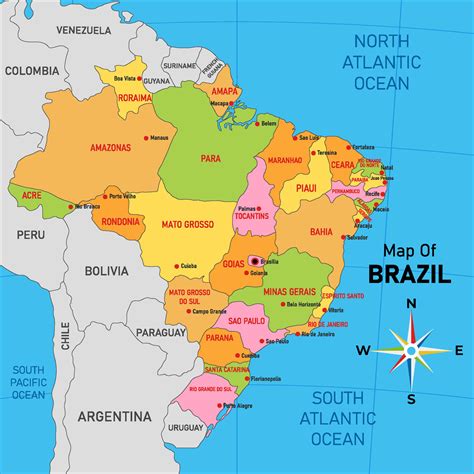 Brazil Country Map Concept Vector Art At Vecteezy