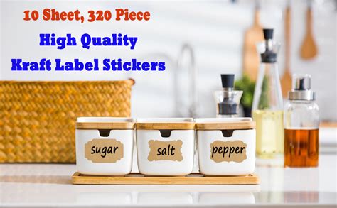 Label Stickers 8 Shapes Kraft Paper Stickers Spice Labels Gift Tags