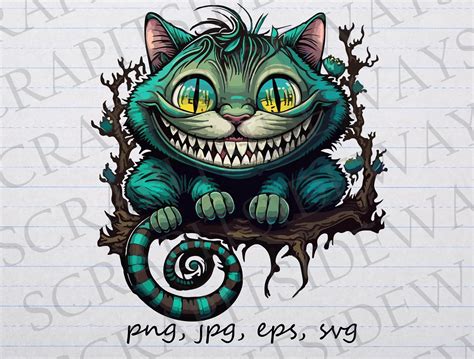 Cheshire cat clipart vector gráfico svg png jpg eps alicia en - Etsy México