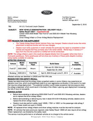 Fillable Online Safety Recall NHTSA Fax Email Print PdfFiller