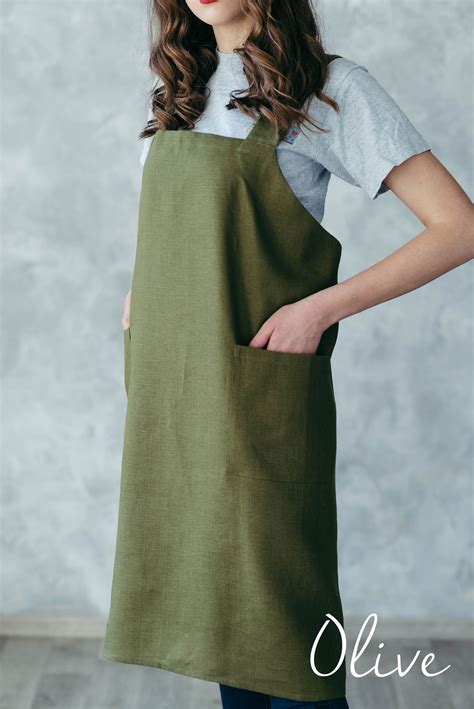 Pinafore Apron Apron For Women Linen Pinafore Linen Smock Etsy