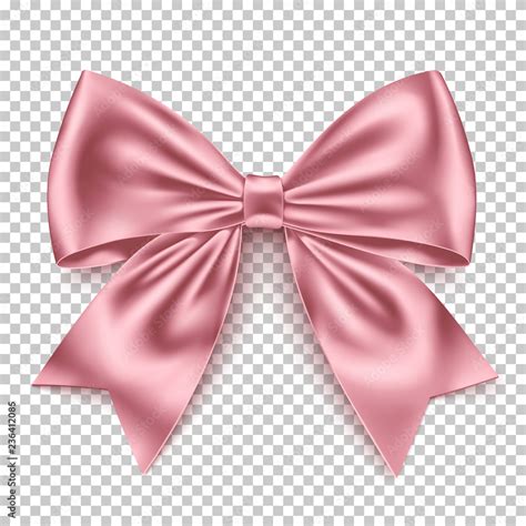 Realistic Pink Bow Isolated On Transparent Background Stock Vector