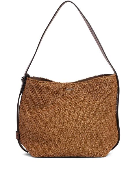 Max Mara Archetipo Raffia Effect Shoulder Bag In Brown Lyst