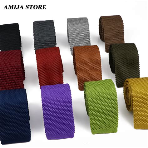 Colourful Mens Knitted Tie Burgundy Black Knit Necktie Solid Color 6cm