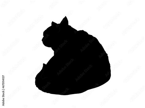 後ろ向きで座る黒猫のシルエットイラスト Stock Illustration Adobe Stock