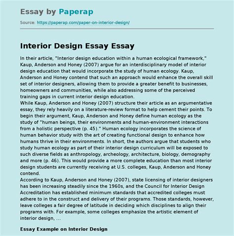 Interior Design Essay Free Essay Example