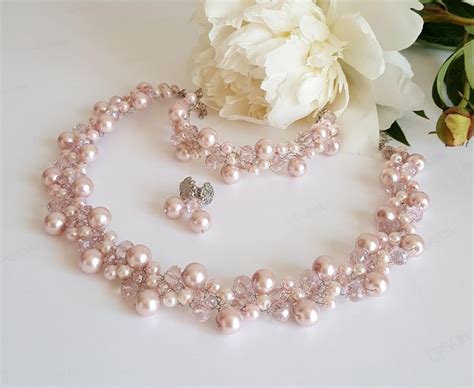 Elegant Blush Pink Pearl Jewelry Set