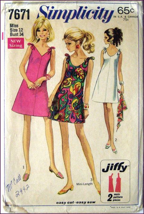 Vintage 1968 Mini Mod Dress Sewing Pattern Three Styles Very Etsy In 2023 Vintage Outfits