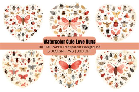 Watercolor Cute Love Bugs Clip Art Graphic by GOOBOAT · Creative Fabrica