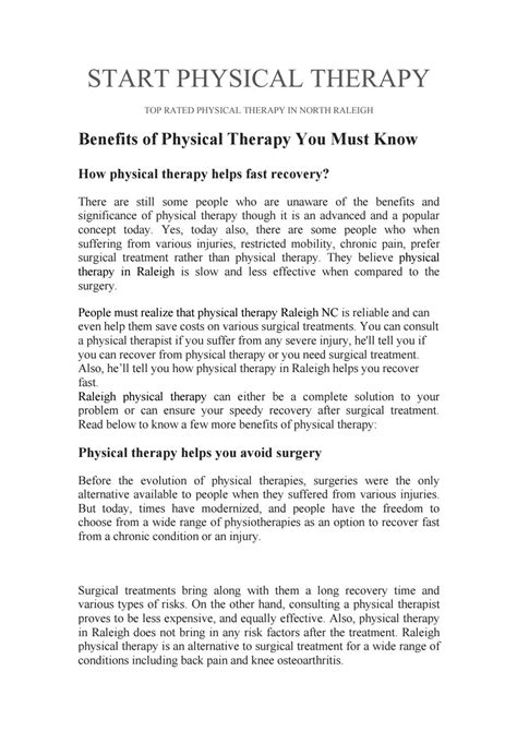 Benefits of physical therapy you must know by Start Therapy - Issuu