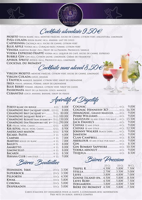 Menu at LE BALTHAZAR restaurant, Gonesse