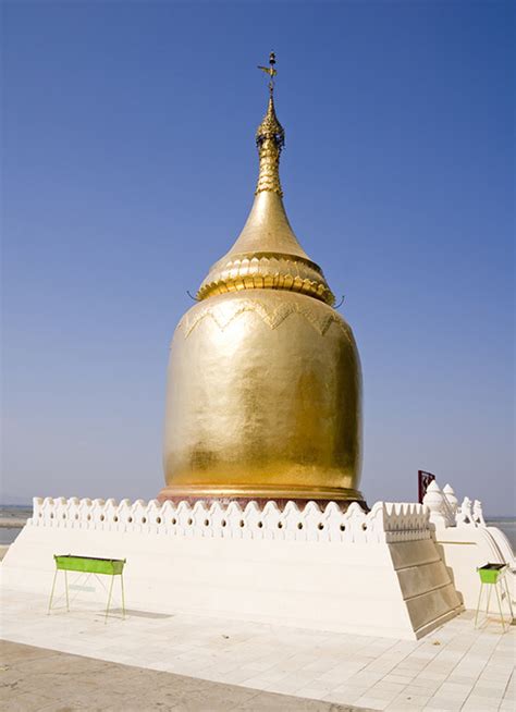 Bupaya pagoda - Gilded pagoda on the banks of the Irrawaddy river