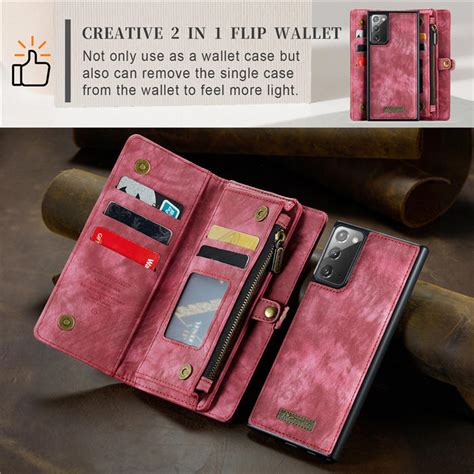 CaseMe Samsung Galaxy Note 20 Wallet Case with Wrist Strap Red