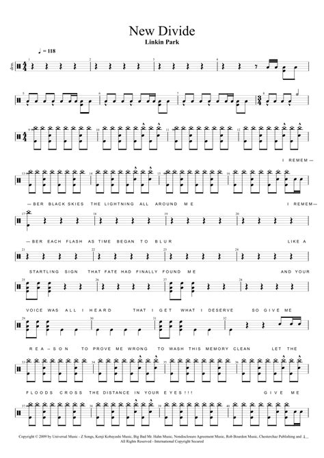 New Divide Arr Cyril Mayer By Linkin Park Sheet Music For Drums At