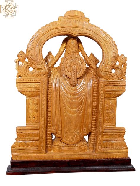 20 Kirtimukha Lord Tirupati Balaji Standing On Pedestal Wooden