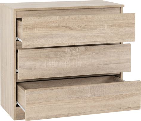 100 102 135 Malvern 3 Drawer Chest Sonoma Oak Effect Seconique