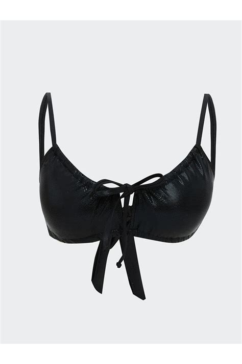 LC Waikiki LCW DREAM Siyah Kendinden Desenli Çıkabilir Pedli Kadın Bikini Üst Fiyatı Yorumları